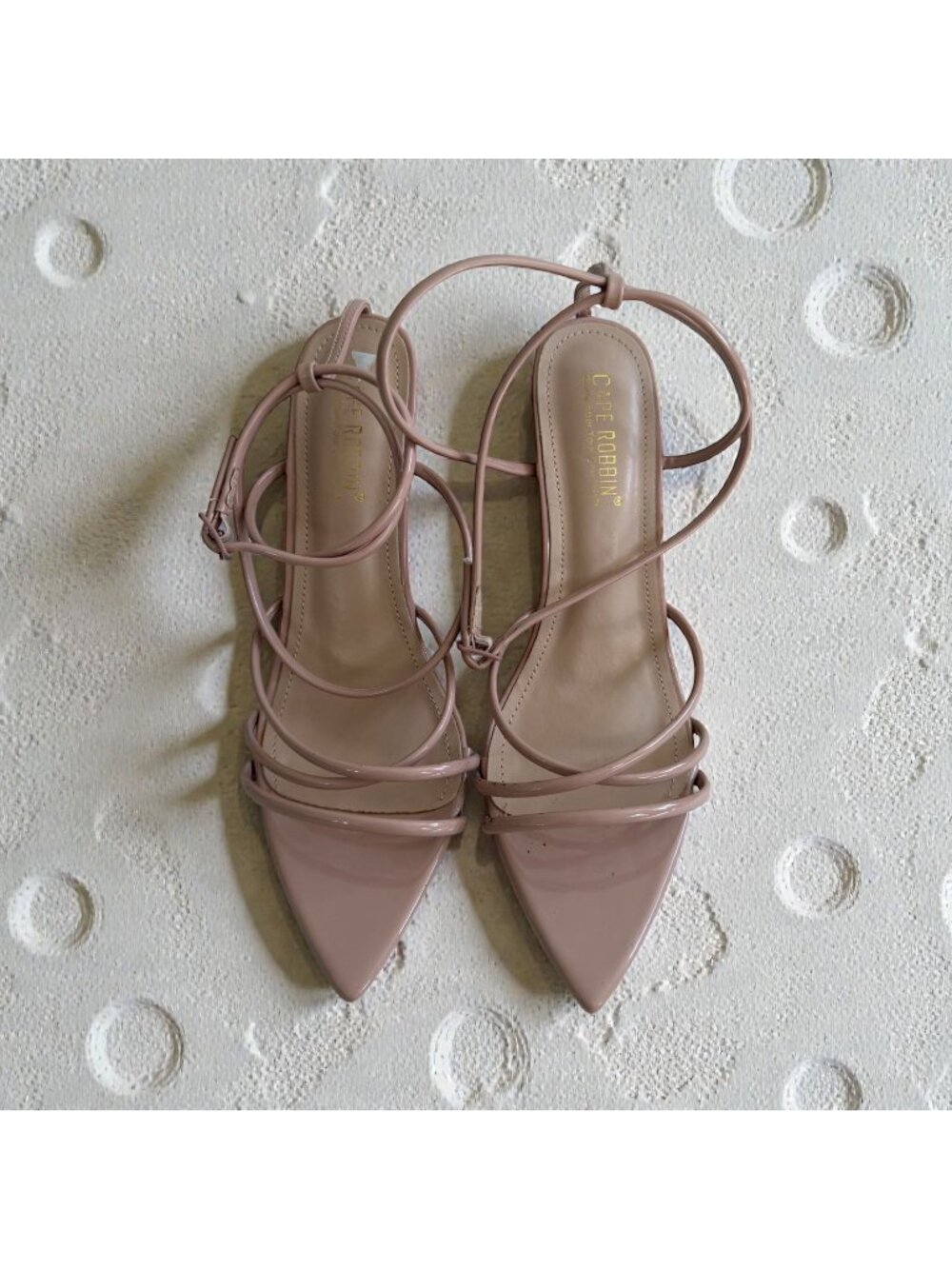 CAPE ROBBIN Nude Patent Strappy Sandals Heels Size 9